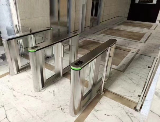 550mm Swing Auto Gate Silver Fastlane Optical Turnstiles With Card Reader And QR Code